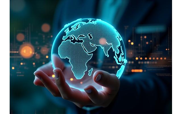 Weltkarte mit Business-Connection-Linien, die globale Geschäftstrends darstellen