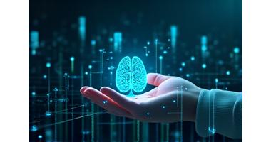 Abstrakte Darstellung von Datenflüssen und KI-Integration in Unternehmen