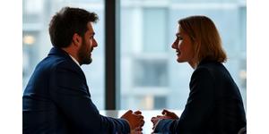 Two professionals engaged in a deep, empathetic conversation, demonstrating emotional intelligence in a coaching session.